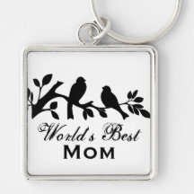 World's Best Mom Mother's Day Bird Branch design Keychains