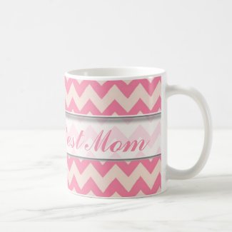 World's Best Mom Mug|Pink Chevron Pattern