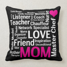 World's Best Mom Pink and Black Throw Pillow