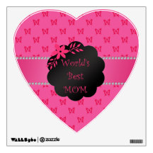 World's best mom pink butterflies wall decal