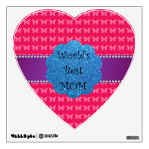 World's best mom pink butterflies wall graphic