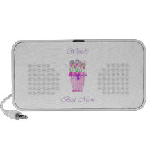 World's Best Mom (pink flowers) Laptop Speaker