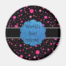World's best mom pink polka dots magnet
