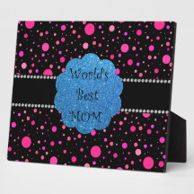 World's best mom pink polka dots photo plaques