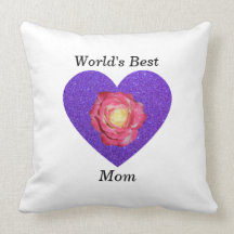 World's best mom pink rose throw pillow