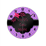 World's best mom purple heart polka dots wallclock