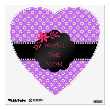 World's best mom purple heart polka dots room stickers