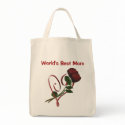 Worlds Best Mom Red Roses Heart Tote Bag bag