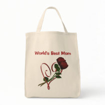 Worlds Best Mom Red Roses Heart Tote Bag