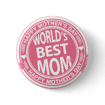 World's Best mom rubber stamp effect Pins