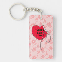 World's best mom sewing heart acrylic keychains