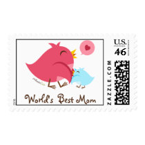 World's Best Mom Stickers Postage Stamp