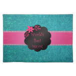 World's best mom turquoise glitter placemat