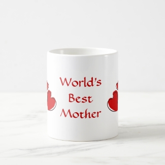 World's Best Mother Custom Red Sketchy Hearts Mug