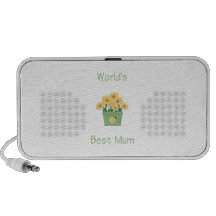 World's Best Mum (yellow flowers) Travelling Speakers