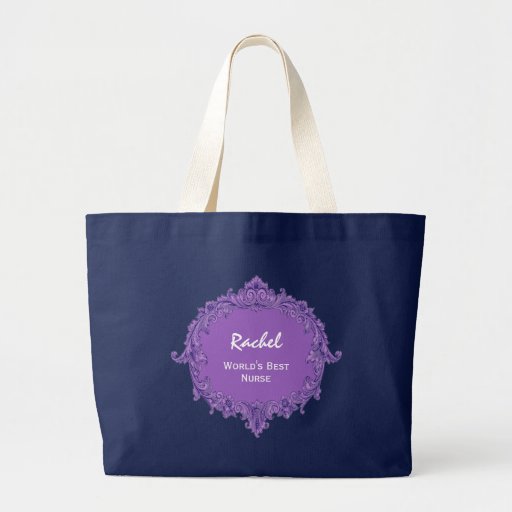 Worlds Best Nurse Vintage Frame Purple and Navy Tote Bags Worlds Best Nurse Vintage Frame Purple and Navy Tote Bags