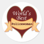 World's Best Policewoman Round Sticker