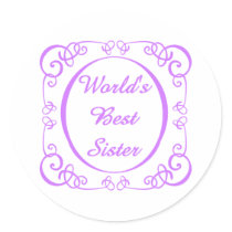 World's Best Sister - Swirly Border stickers
