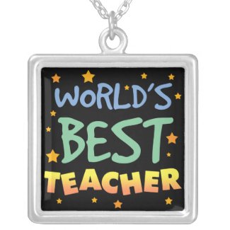 World's Best Teacher Square Necklace