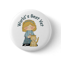 World's Best Vet - Blonde Hair Button