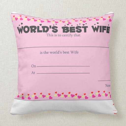 world's best wife Pink Cotton Throw Pillow Zazzle