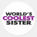 Worlds Coolest Sister Round Stickers