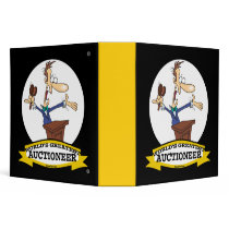WORLDS GREATEST AUCTIONEER MEN CARTOON VINYL BINDER