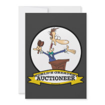 WORLDS GREATEST AUCTIONEER MEN CARTOON CUSTOM INVITES