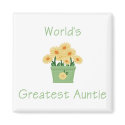 World's Greatest Auntie (flower) magnets