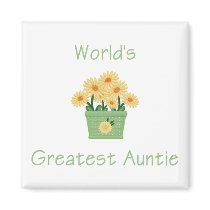 World's Greatest Auntie (flower) magnets by familyfrenzy World's Greatest Auntie (flower) magnets