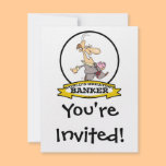 WORLDS GREATEST BANKER MEN CARTOON PERSONALIZED INVITATIONS