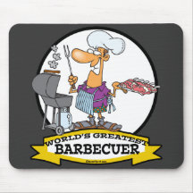 WORLDS GREATEST BARBECUER MEN CARTOON MOUSE PADS