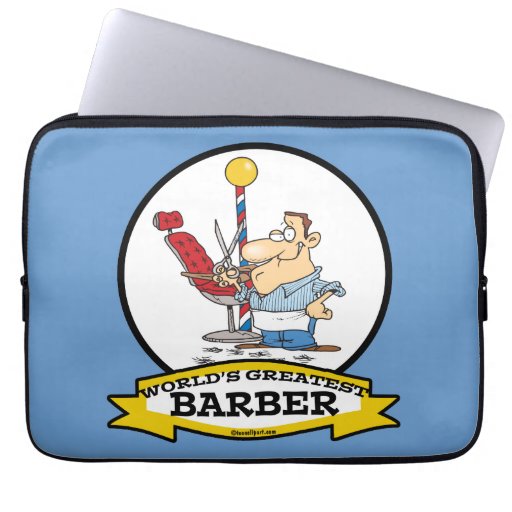 WORLDS GREATEST BARBER MEN CARTOON COMPUTER SLEEVE