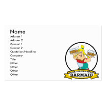 WORLDS GREATEST BARMAID WOMEN CARTOON BUSINESS CARD TEMPLATE
