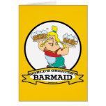 WORLDS GREATEST BARMAID WOMEN CARTOON GREETING CARD
