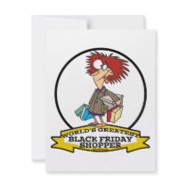 WORLDS GREATEST BLACK FRIDAY SHOPPER CARTOON CUSTOM INVITATIONS