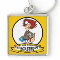 WORLDS GREATEST BLACK FRIDAY SHOPPER CARTOON KEYCHAIN