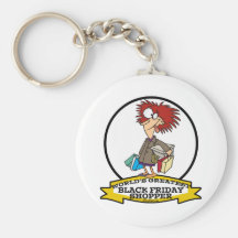 WORLDS GREATEST BLACK FRIDAY SHOPPER CARTOON KEYCHAINS