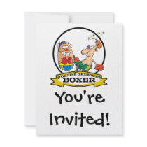 WORLDS GREATEST BOXER MEN CARTOON INVITES