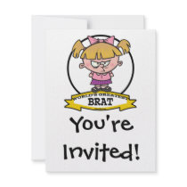 WORLDS GREATEST BRAT CARTOON PERSONALIZED INVITES