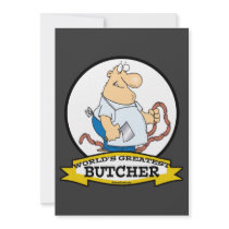 WORLDS GREATEST BUTCHER MEN CARTOON INVITATIONS