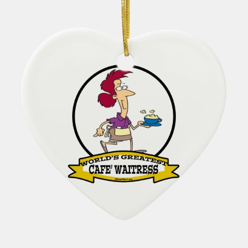 WORLDS GREATEST CAFE WAITRESS WOMEN CARTOON CHRISTMAS TREE ORNAMENT