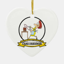 WORLDS GREATEST CAKE DESIGNER WOMEN CARTOON CHRISTMAS ORNAMENT