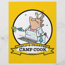 WORLDS GREATEST CAMP COOK LADY CARTOON FLYER DESIGN
