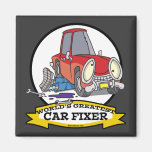 WORLDS GREATEST CAR FIXER CARTOON FRIDGE MAGNET