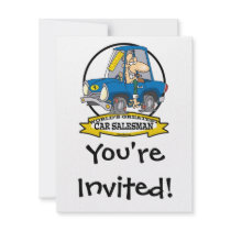 WORLDS GREATEST CAR SALESMAN MEN CARTOON CUSTOM ANNOUNCEMENT