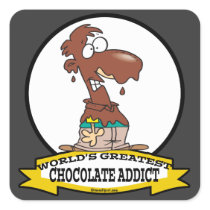 WORLDS GREATEST CHOCOLATE ADDICT CARTOON STICKER