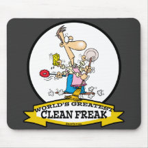 WORLDS GREATEST CLEAN FREAK MEN CARTOON MOUSEPAD