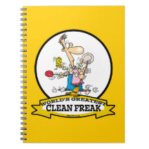 WORLDS GREATEST CLEAN FREAK MEN CARTOON NOTEBOOK
