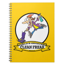 WORLDS GREATEST CLEAN FREAK WOMEN CARTOON NOTEBOOK